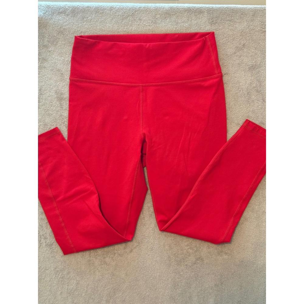 Fabletics PowerHold High Waisted Red Compression Leggings 7/8 Length Womens